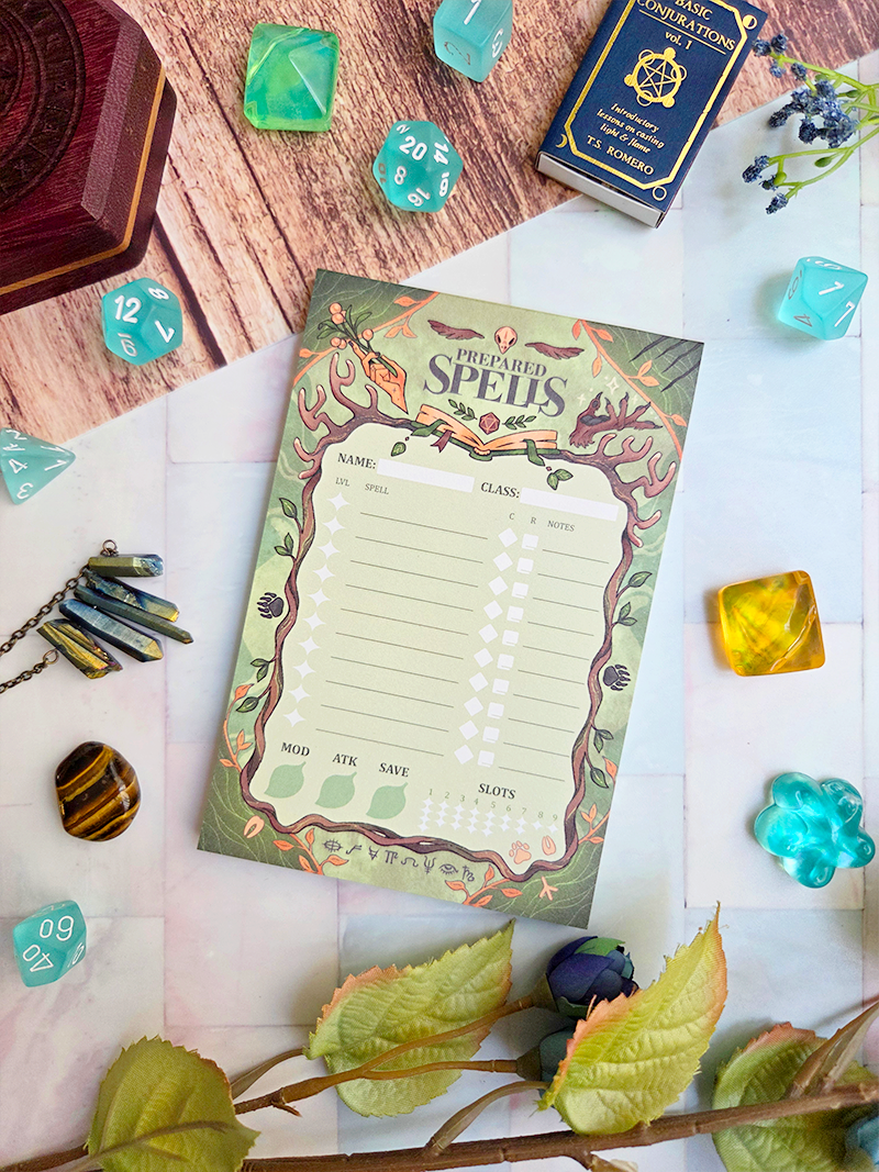 D&D Prepared Spells Memo Pad (Druid/Transmutation)