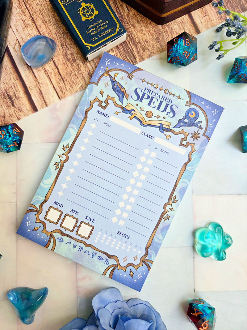 D&D Prepared Spells Memo Pad