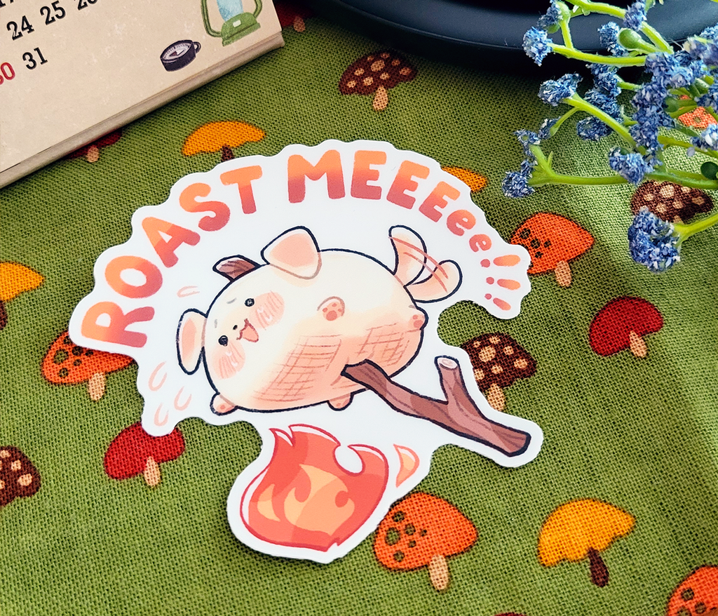 Marshmallow Dogs "ROAST ME!!!" 3" Vinyl Sticker