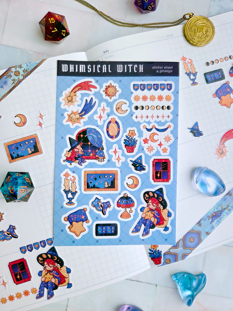 Whimsical Witch Sticker Sheet