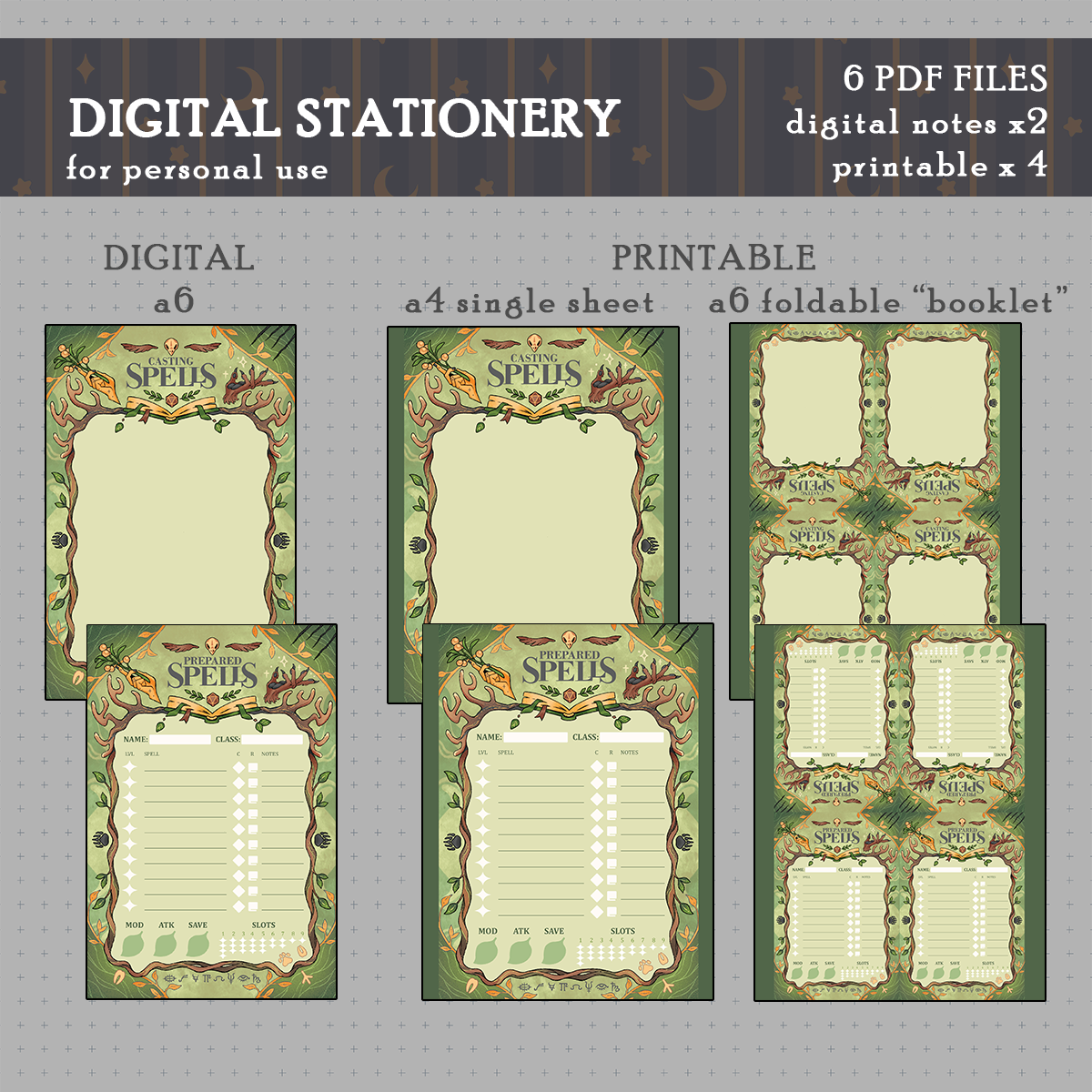 DIGITAL DOWNLOAD D&D Spell Stationery BUNDLE