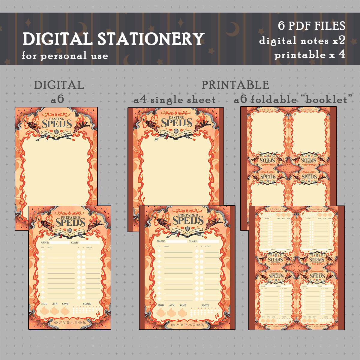 DIGITAL DOWNLOAD D&D Evocation Stationery