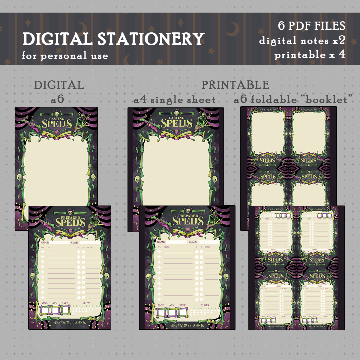 DIGITAL DOWNLOAD D&D Spell Stationery BUNDLE