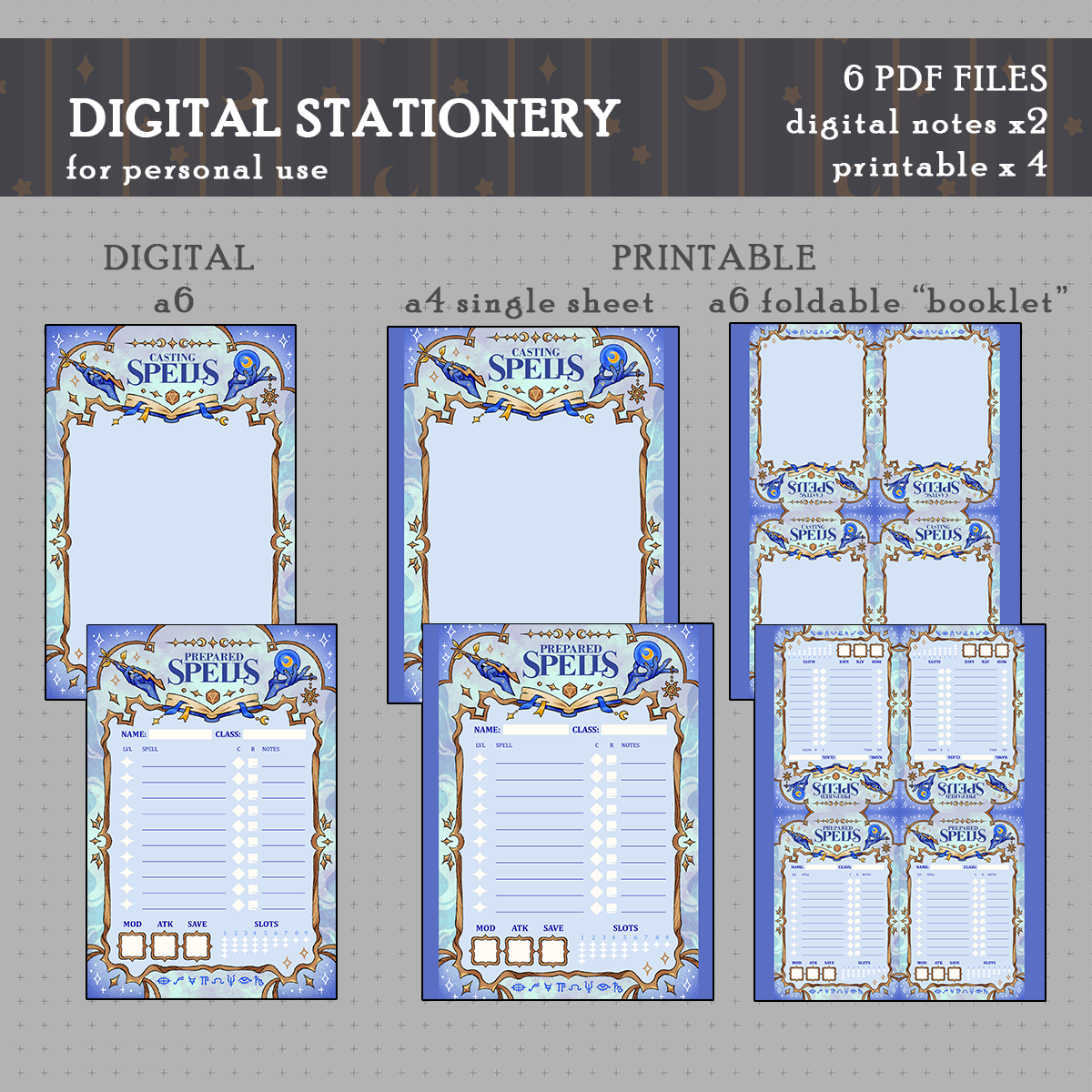 DIGITAL DOWNLOAD D&D Spell Stationery BUNDLE
